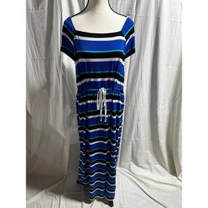 Emma & Michele Black Blue White Maxi Dress Size Large